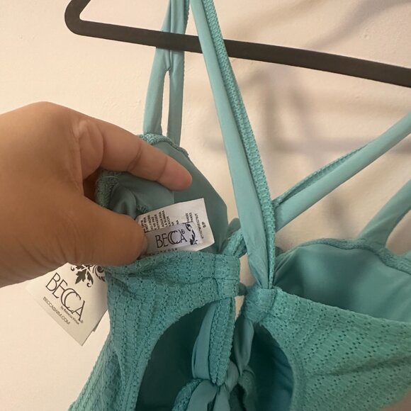 becca one piece teal waffle material swimsuit - Picture 7 of 7
